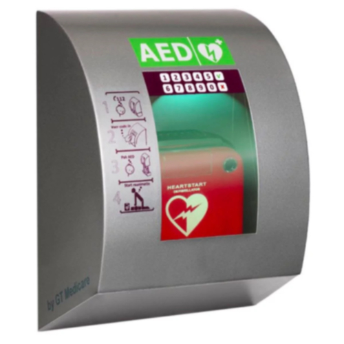 SixCase AED Außenkasten  RVS mit Pin-Code (Grau) 