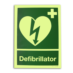 Langnachleuchtendes AED Hinweisschild 15x20 cm